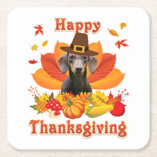 Happy Thanksgiving Dachshund Dog Eigenaar Pet Love Kartonnen Onderzetters