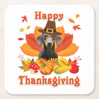 Happy Thanksgiving Dachshund Dog Eigenaar Pet Love Kartonnen Onderzetters
