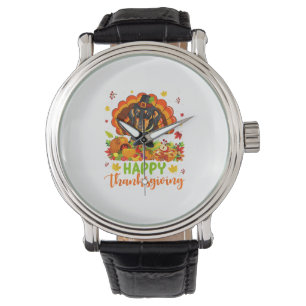 Happy Thanksgiving Dachshund Dog Turkey Hondenlief Horloge