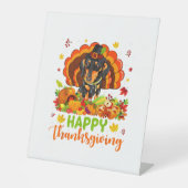 Happy Thanksgiving Dachshund Dog Turkey Hondenlief Reclamebord Met Voetstuk (Voorkant)