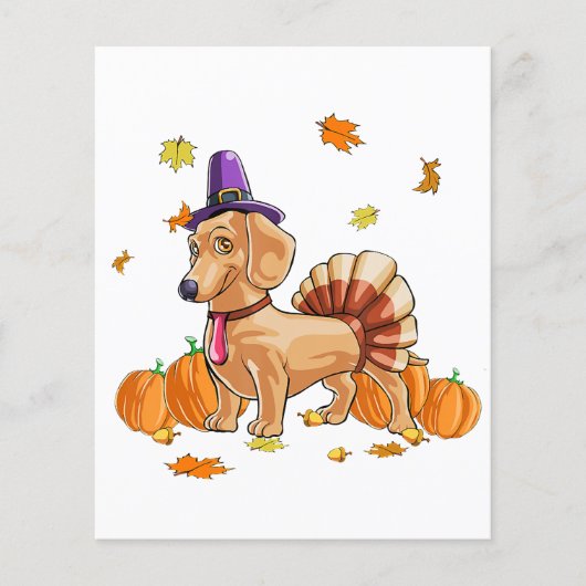Happy Thanksgiving Dachshund Turkey Costume T Fun Flyer (Voorkant)