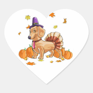 Happy Thanksgiving Dachshund Turkey Costume T Fun Hart Sticker