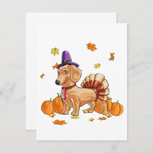 Happy Thanksgiving Dachshund Turkey Costume T Fun Kaart (Voorkant / Achterkant)