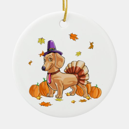 Happy Thanksgiving Dachshund Turkey Costume T Fun Keramisch Ornament (Voorkant)