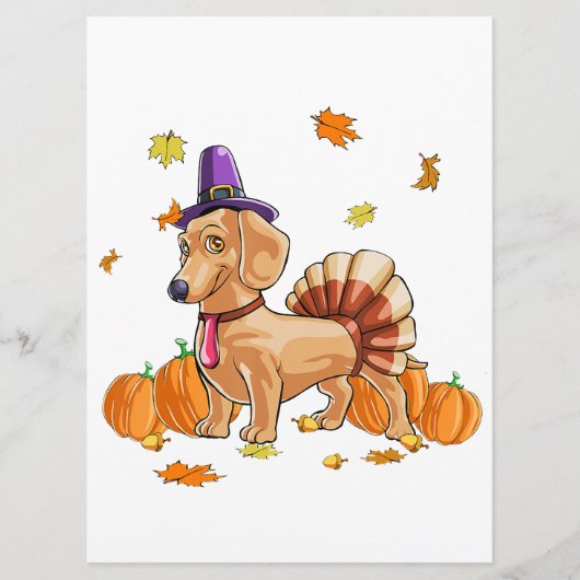 Happy Thanksgiving Dachshund Turkey Costume T Fun Menu (Voorkant)