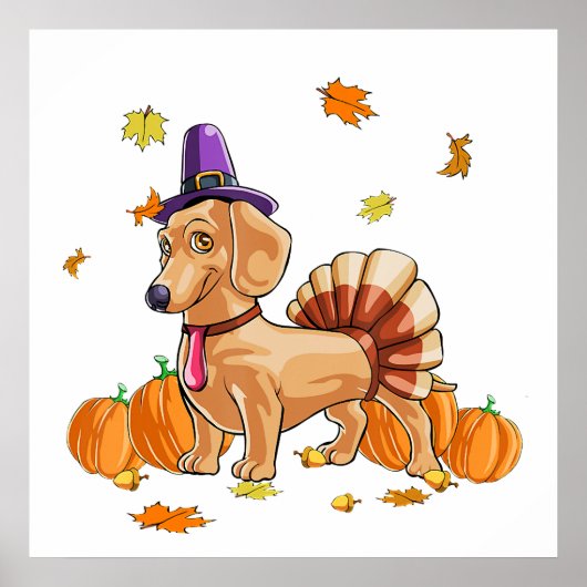 Happy Thanksgiving Dachshund Turkey Costume T Fun Poster (Voorkant)
