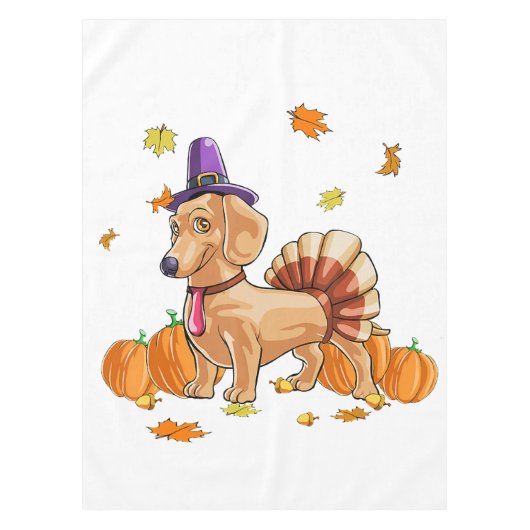 Happy Thanksgiving Dachshund Turkey Costume T  Fun Tafelkleed (Voorkant)