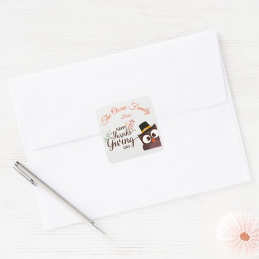 Happy Thanksgiving dag leuke uil stickers blad (Envelop)