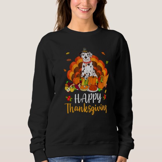 Happy Thanksgiving Dalmatian Dog Turkey Pet Trui (Voorkant)