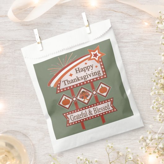 Happy Thanksgiving Dankbaar & Gezegend Retro Teken Bedankzakje (Geknipt)