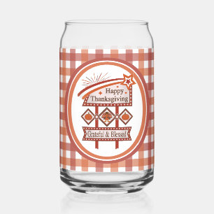 Happy Thanksgiving Dankbaar & Gezegend Retro Teken Blikvorm Glas