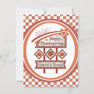 Happy Thanksgiving Dankbaar & Gezegend Retro Teken Briefkaart