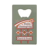 Happy Thanksgiving Dankbaar & Gezegend Retro Teken Creditkaart Flessenopener (Achterkant)
