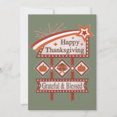 Happy Thanksgiving Dankbaar & Gezegend Retro Teken Kaart (Voorkant)