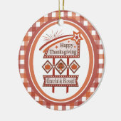 Happy Thanksgiving Dankbaar & Gezegend Retro Teken Keramisch Ornament (Links)