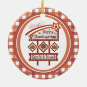 Happy Thanksgiving Dankbaar & Gezegend Retro Teken Keramisch Ornament (Achterkant)