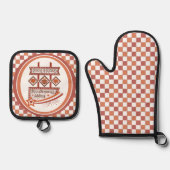 Happy Thanksgiving Dankbaar & Gezegend Retro Teken Ovenwant & Pannenlap Set (Voorkant)