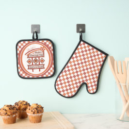 Happy Thanksgiving Dankbaar & Gezegend Retro Teken Ovenwant & Pannenlap Set