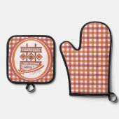 Happy Thanksgiving Dankbaar & Gezegend Retro Teken Ovenwant & Pannenlap Set (Voorkant)