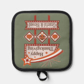 Happy Thanksgiving Dankbaar & Gezegend Retro Teken Pannenlap (Voorkant)