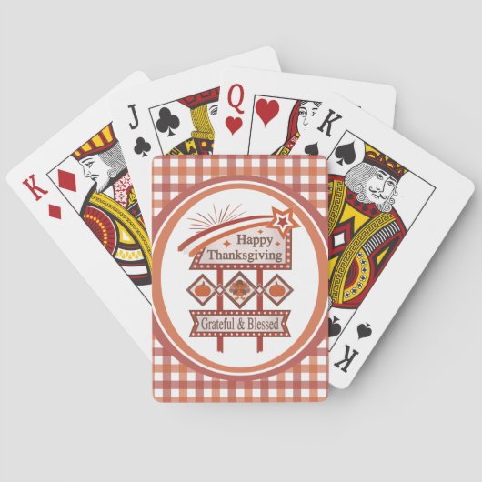 Happy Thanksgiving Dankbaar & Gezegend Retro Teken Pokerkaarten (Achterkant)