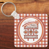 Happy Thanksgiving Dankbaar & Gezegend Retro Teken Sleutelhanger (Voorkant)