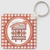 Happy Thanksgiving Dankbaar & Gezegend Retro Teken Sleutelhanger (Achterkant)