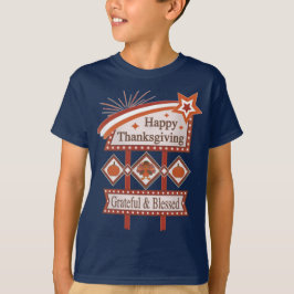 Happy Thanksgiving Dankbaar & Gezegend Retro Teken T-shirt