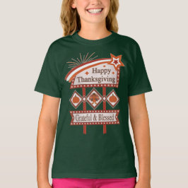 Happy Thanksgiving Dankbaar & Gezegend Retro Teken T-shirt