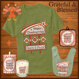 Happy Thanksgiving Dankbaar & Gezegend Retro Teken T-shirt