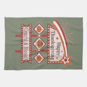 Happy Thanksgiving Dankbaar & Gezegend Retro Teken Theedoek (Horizontaal)