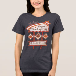 Happy Thanksgiving Dankbaar & Gezegend Retro Teken Tri-Blend Shirt
