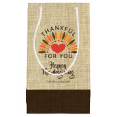 Happy Thanksgiving DANKBAAR VOOR JE Burlap Klein Cadeauzakje (Voorkant)