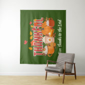 Happy Thanksgiving DANKBARE pompoen Christelijk Wandkleed (In situ)