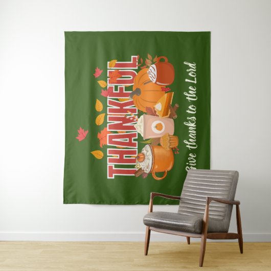 Happy Thanksgiving DANKBARE pompoen Christelijk Wandkleed (In situ)