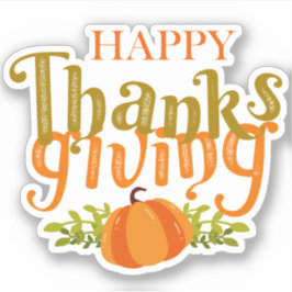 Happy Thanksgiving Dark Brown Herfst Yellow Pumpki Sticker