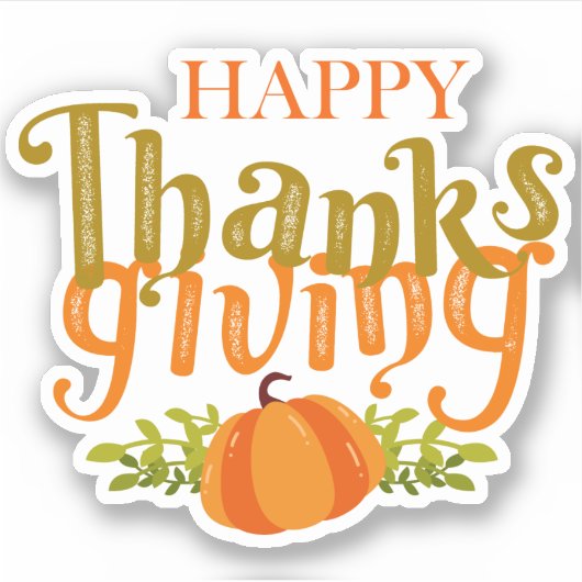 Happy Thanksgiving Dark Brown Herfst Yellow Pumpki Sticker (Voorkant)
