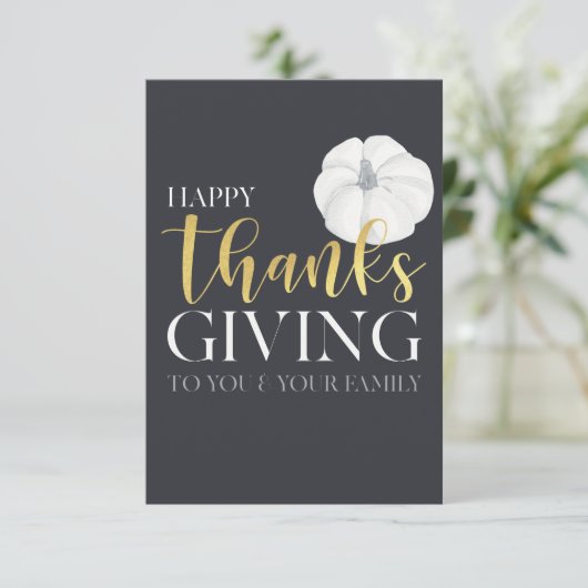 "Happy Thanksgiving" darkblue silvergrey Bedankkaart (Staand voorkant)