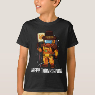 Happy Thanksgiving Day Astronaut Turkije Vlag Herf T-shirt