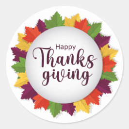 Happy Thanksgiving Day Autumn verlaat Lijst Sticke Ronde Sticker