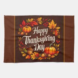 Happy Thanksgiving Day Bruine Keuken Handdoek