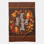 Happy Thanksgiving Day Bruine Keuken Handdoek (Verticaal)