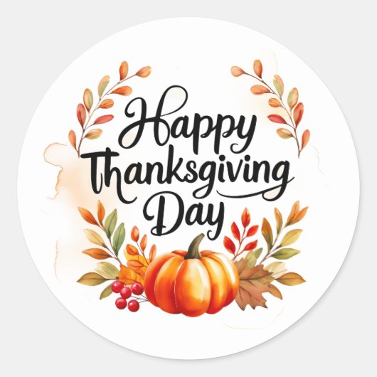 Happy Thanksgiving Day Circle Sticker (Voorkant)