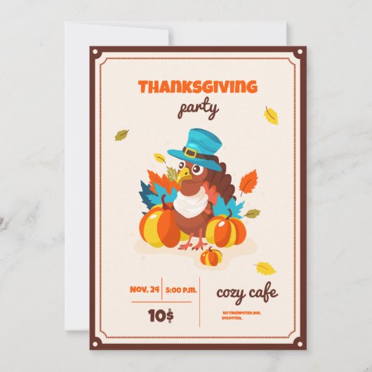 Happy Thanksgiving Day feestuitnodiging Kaart (Voorkant)