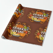 Happy Thanksgiving Day Food Wrapping Paper Cadeaupapier (Uitgerold)