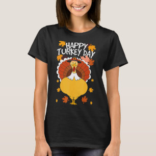 Happy Thanksgiving Day Funny Cute Pilgrim Turkey T-shirt