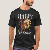Happy Thanksgiving Day Funny Cute Pilgrim Turkey T-shirt (Voorkant)