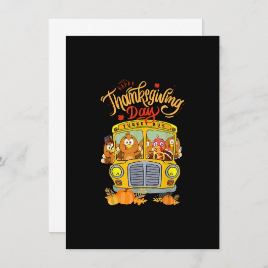 Happy Thanksgiving Day Funny Turkey School Bus Dri Kaart (Voorkant / Achterkant)