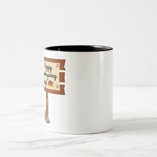 Happy Thanksgiving Day Funny Tweekleurige Koffiemok (Center)