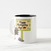 Happy Thanksgiving Day Funny Tweekleurige Koffiemok (Voorkant links)